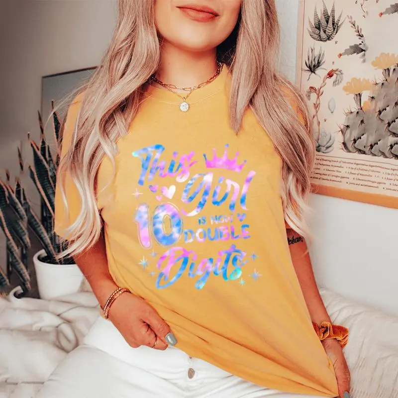 This Girl Is Now 10 Double Digits 10Th Birthday Girls Women's Oversized Comfort T-Shirt