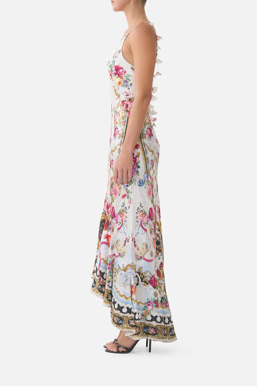 V-Neck Slip Dress with Flounce Hem