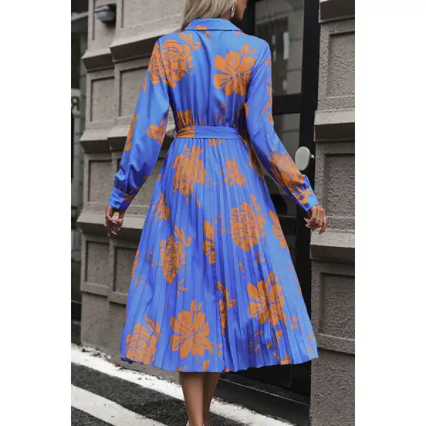 Pleated Surplice Long Sleeve Midi Dress