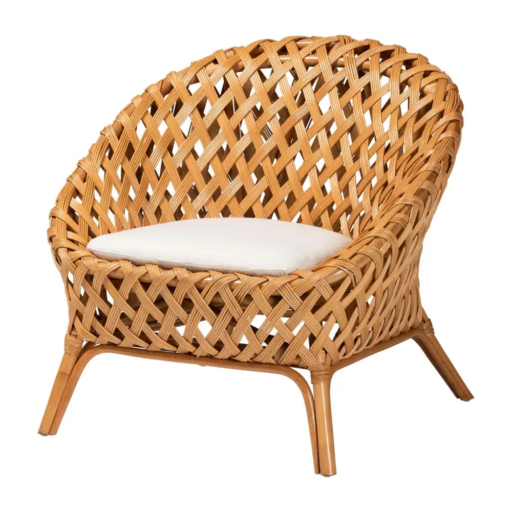 Basketweave Rattan Accent Chair