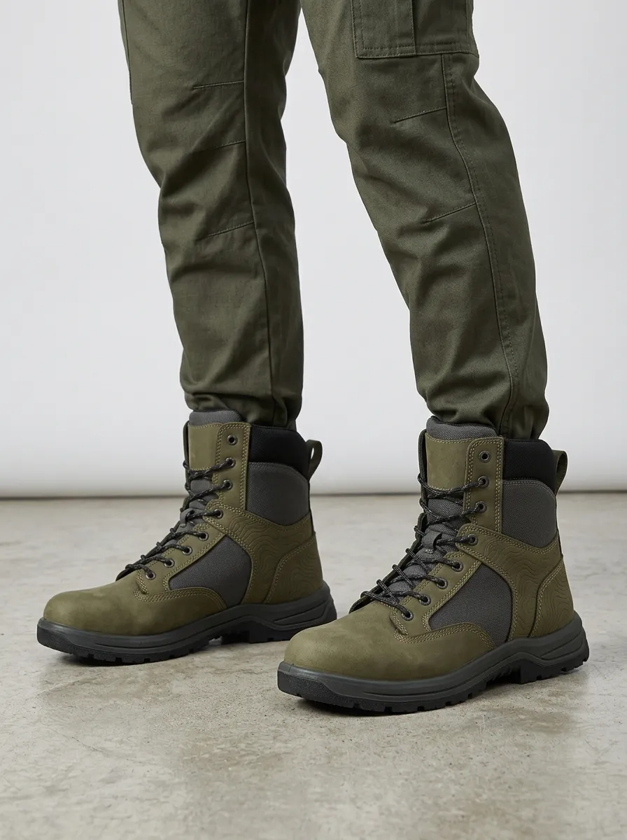 Unisex Casual Outdoor Hiking Topographic Print Work Boots