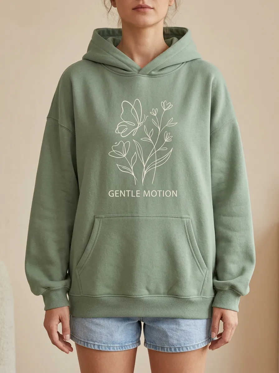 Butterfly Floral Line Art Gentle Hoodie