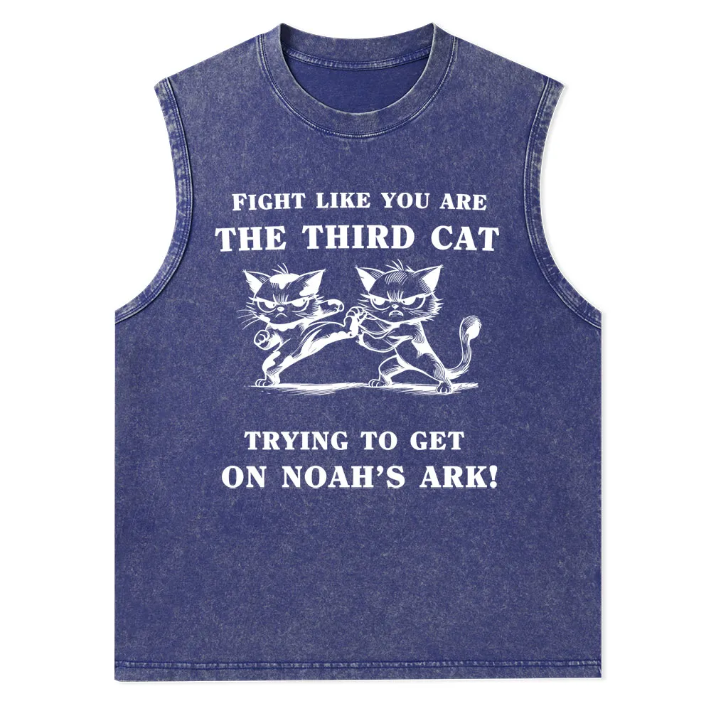 Fight Like You Are The Third Cat Trying To Get On Noah's Ark Christian Washed Tank Top