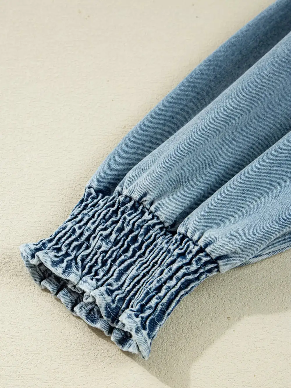 Wearable Cut Denim Smocked Flared Mini Dress