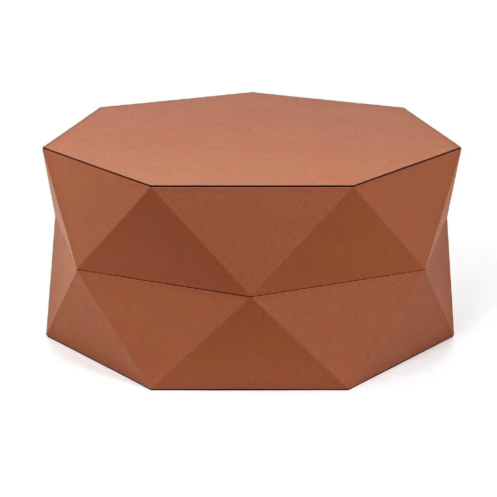Leather Faceted Coffee Table