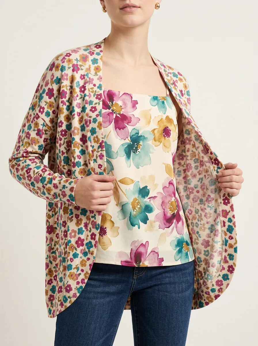 Women's Blossom Cardigan Tank Top Set