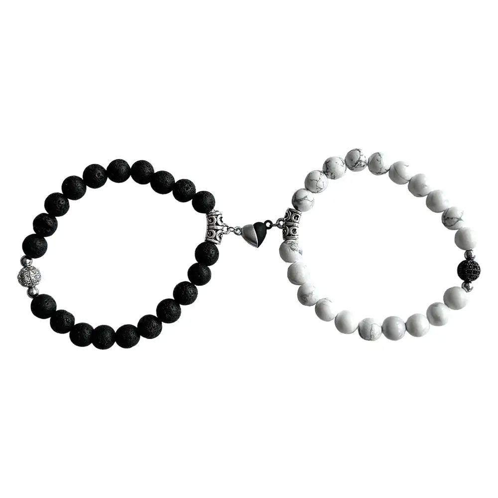 Lava-Rock Howlite Charm Bracelet Set