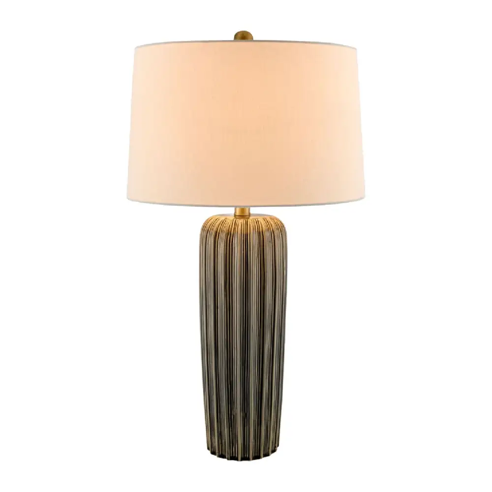 Linen Shade Modern Ceramic Iron Table Lamp