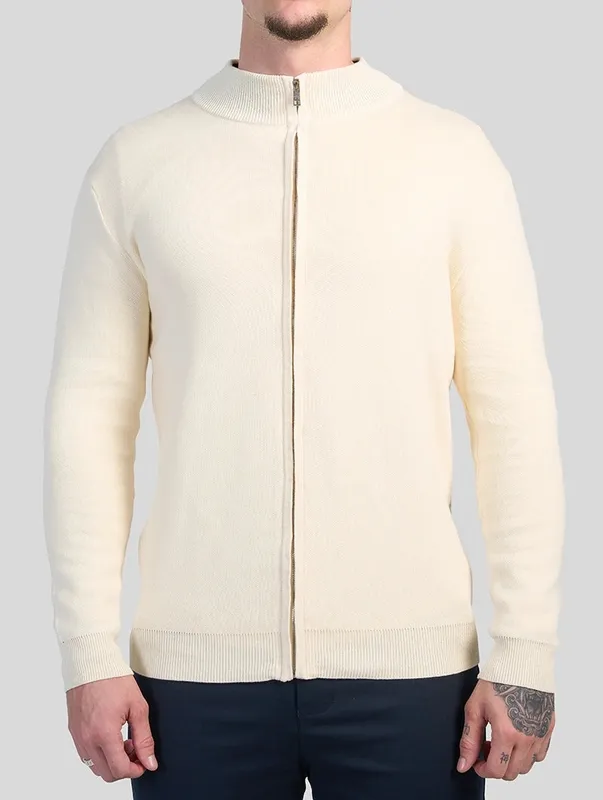 Beige Zip Front Sweater