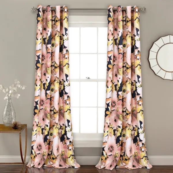 Room Darkening Floral Window Curtain Set