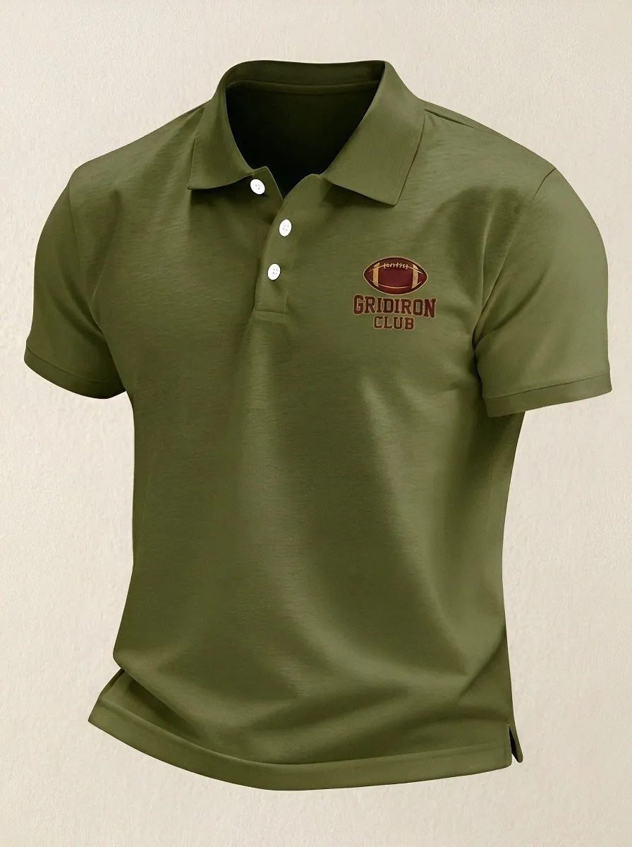 Men's American Football Lover Gridiron Club Printed Polo Shirt