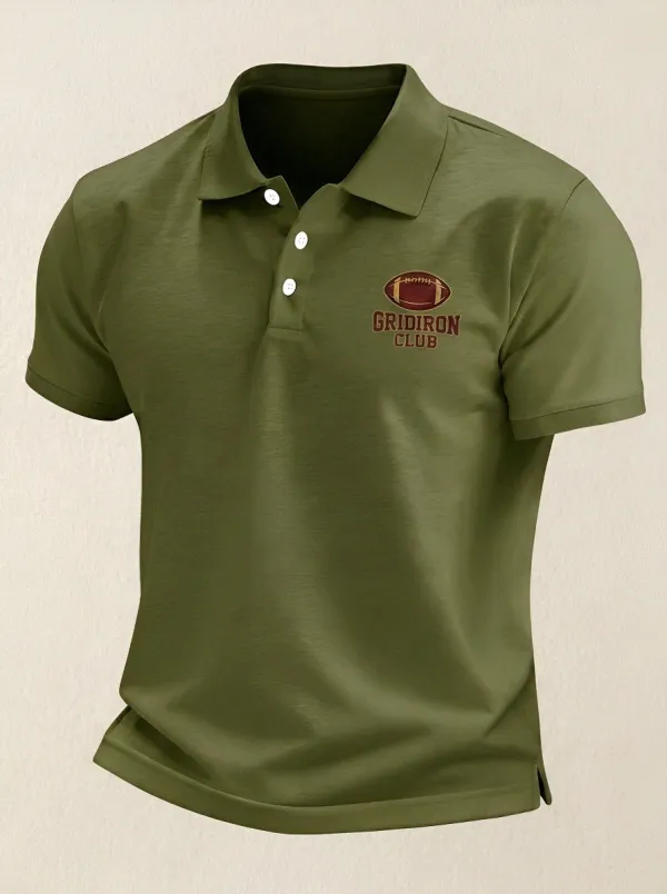 Men's American Football Lover Gridiron Club Printed Polo Shirt