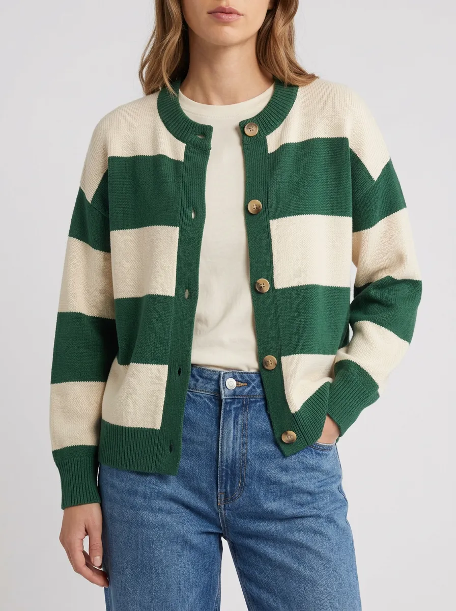 Everyday Cardigan Rugby Striped Knit Cardigan