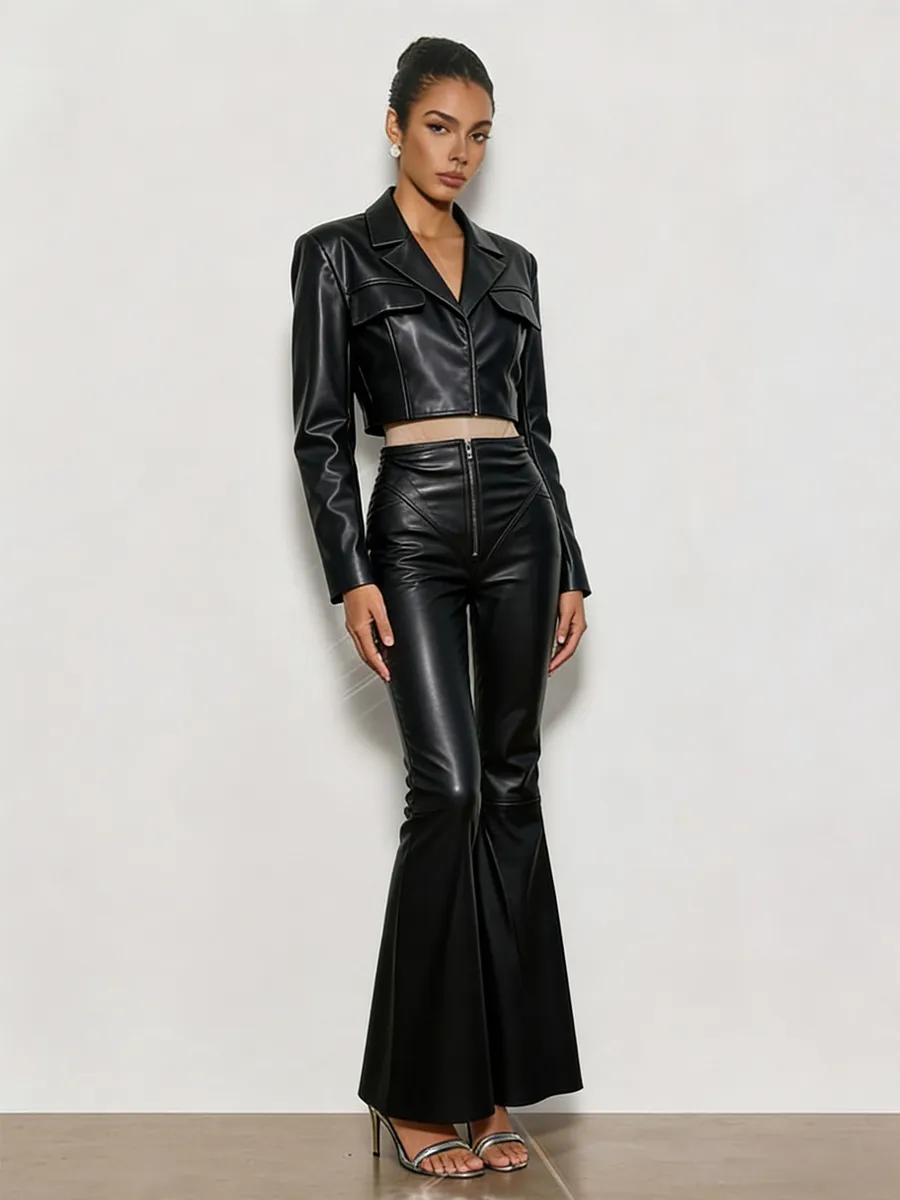 Maya Faux Leather Two Piece Set
