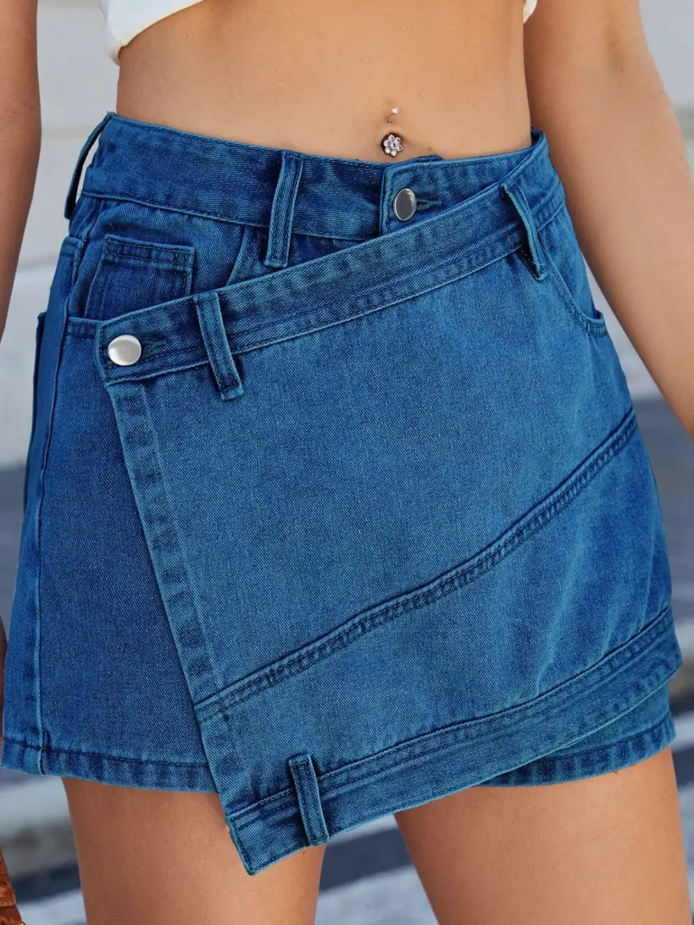 Asymmetrical Denim Pockets Moni Skirt