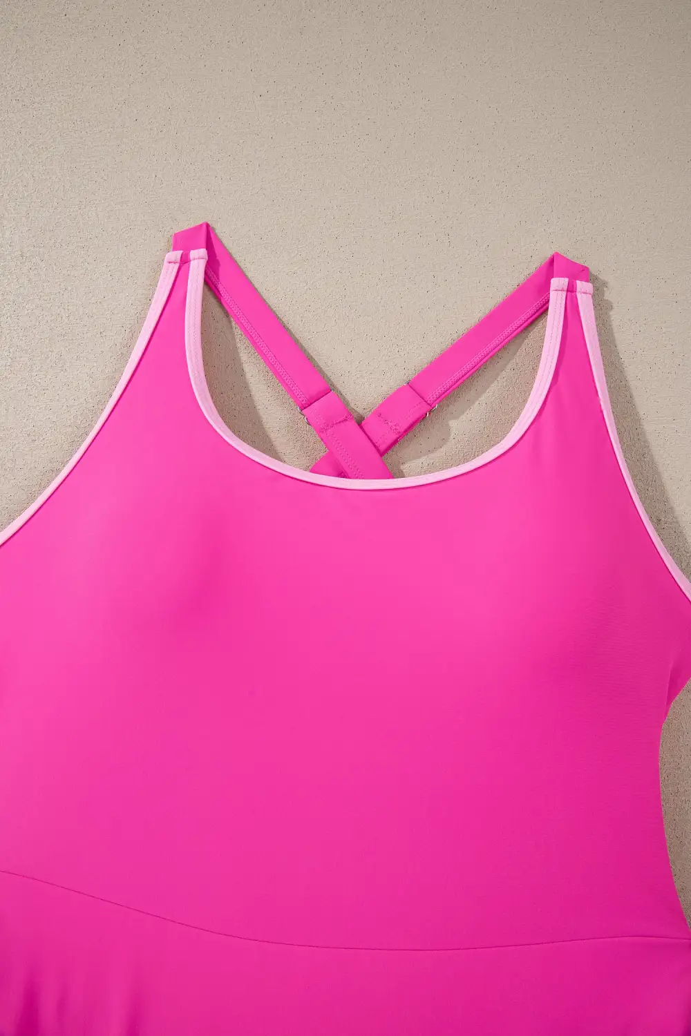 Contrast Trim Neckline Swim Dress