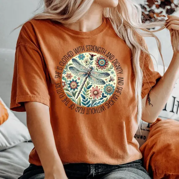 Dragonfly She Is Clothed With Strength & Dignity Women's Oversized Comfort T-shirt