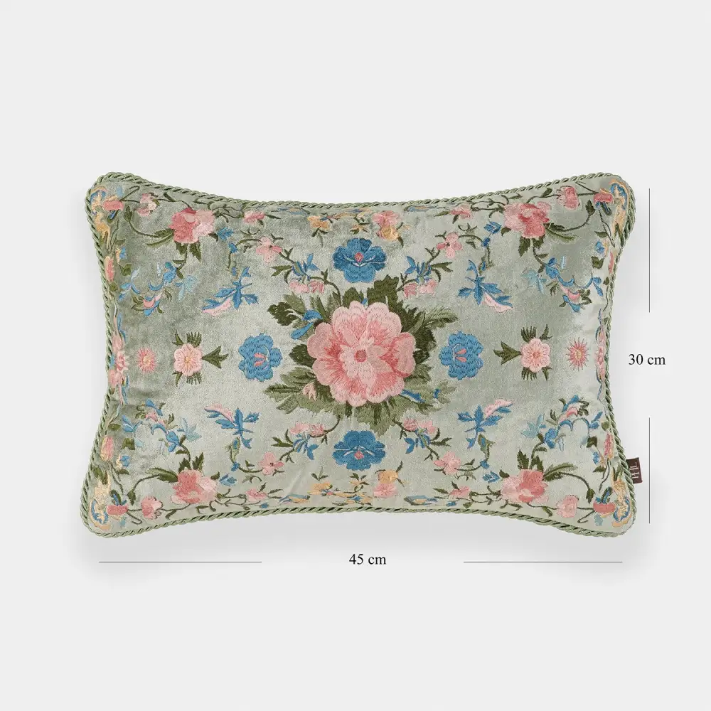 Ivory Bloom Velvet Cushion Cover