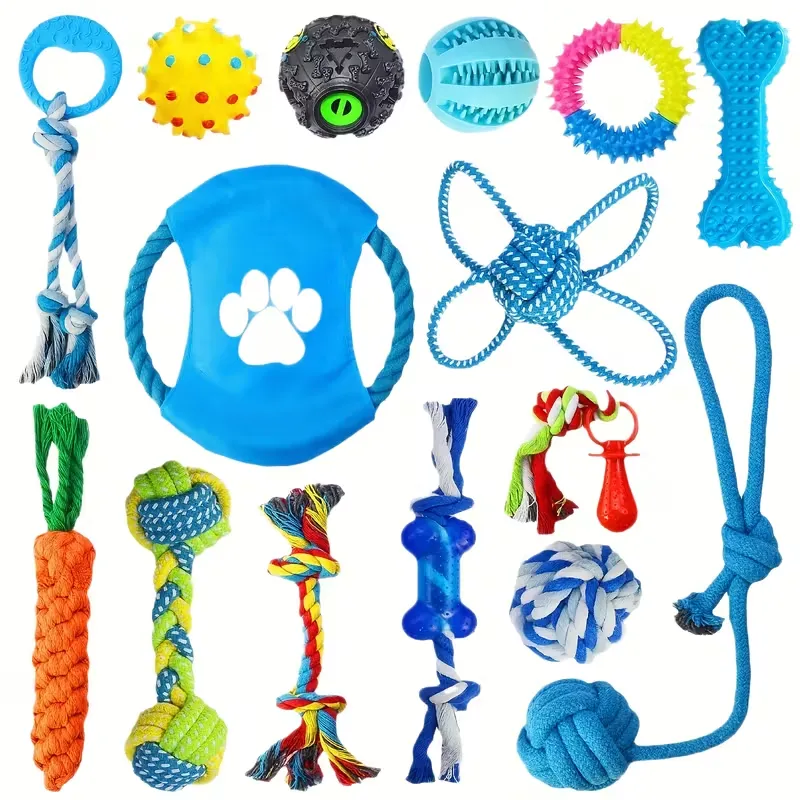 15pcs Durable Dog Chew Toy Set