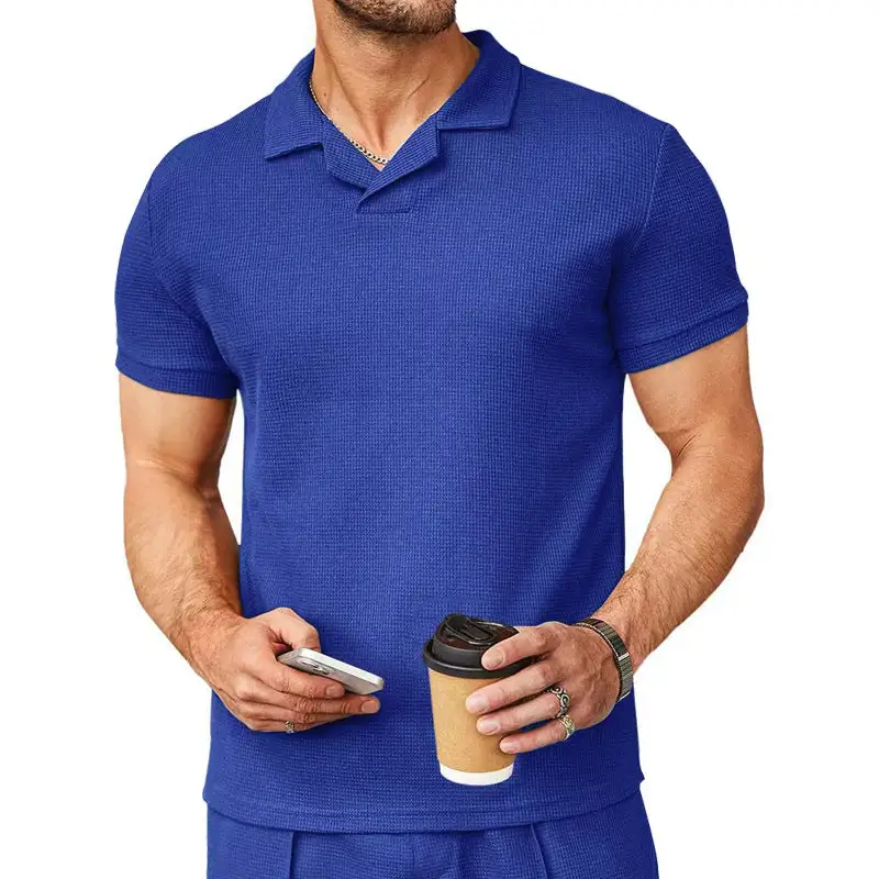 Short Sleeve Fitted Fine Knit Polo Shirt