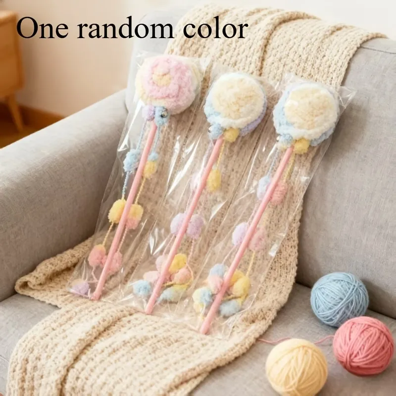Pastel Pom-Pom Cat Wand