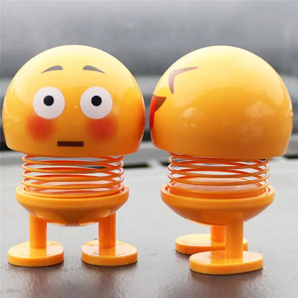 Cute Emoji Bobble Head Dolls, Funny Smiley Face Springs 6-pcs set