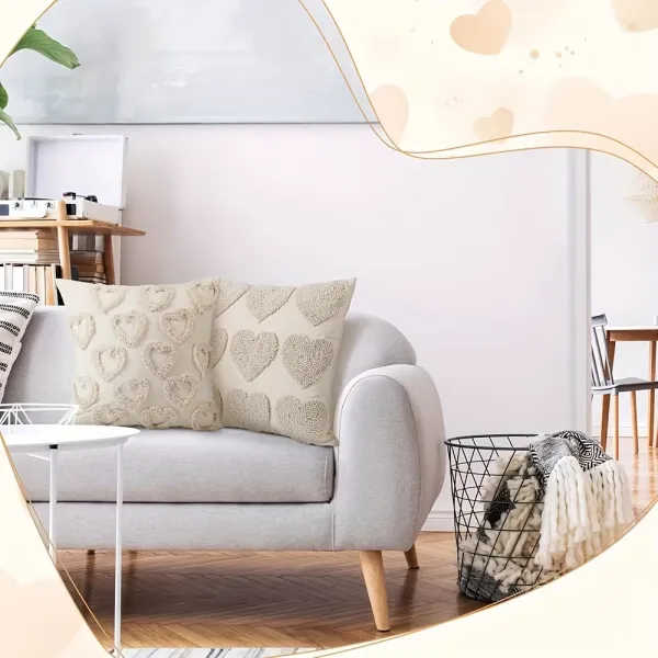 2 Pcs Heart-Patterned Throw Pillow