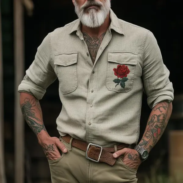 Embroidered Button Washed Shirt