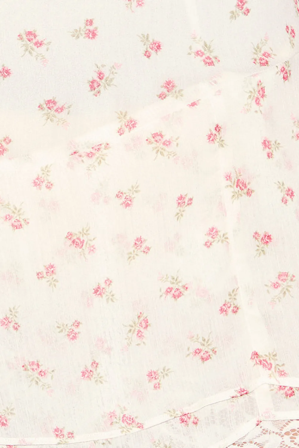 Casual Style Ivory Ditsy Floral Tiered Lace Mini Skirt