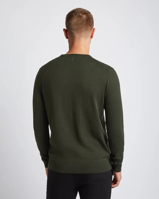 Soft Wool-Blend Crewneck Dark Green