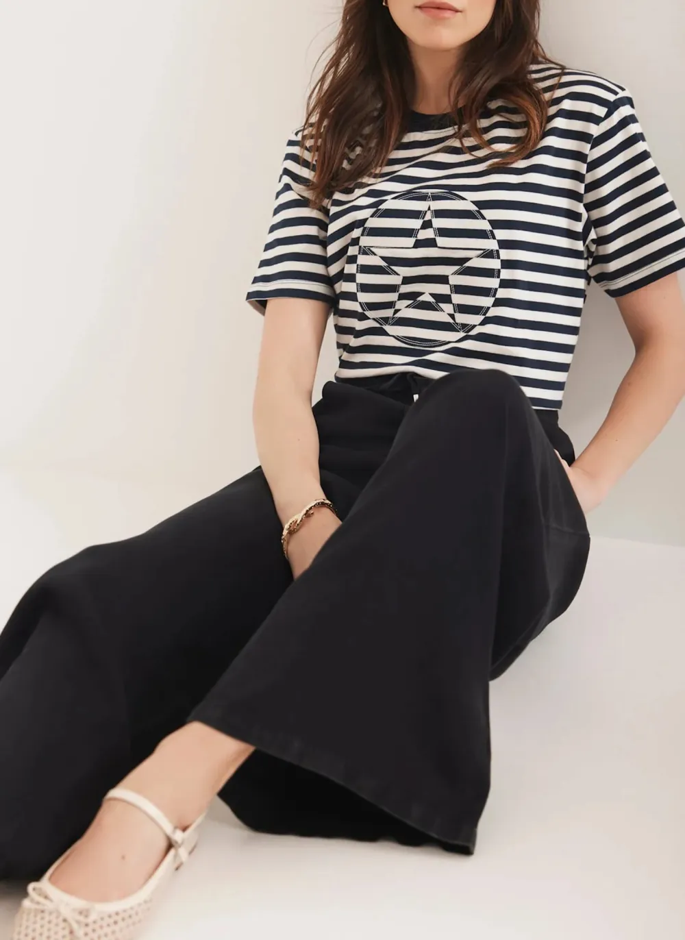 Casual Style Striped Star T-Shirt