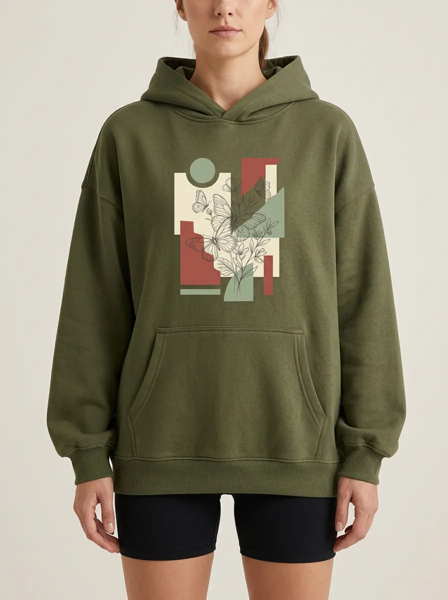 Abstract Butterfly Floral Hoodie