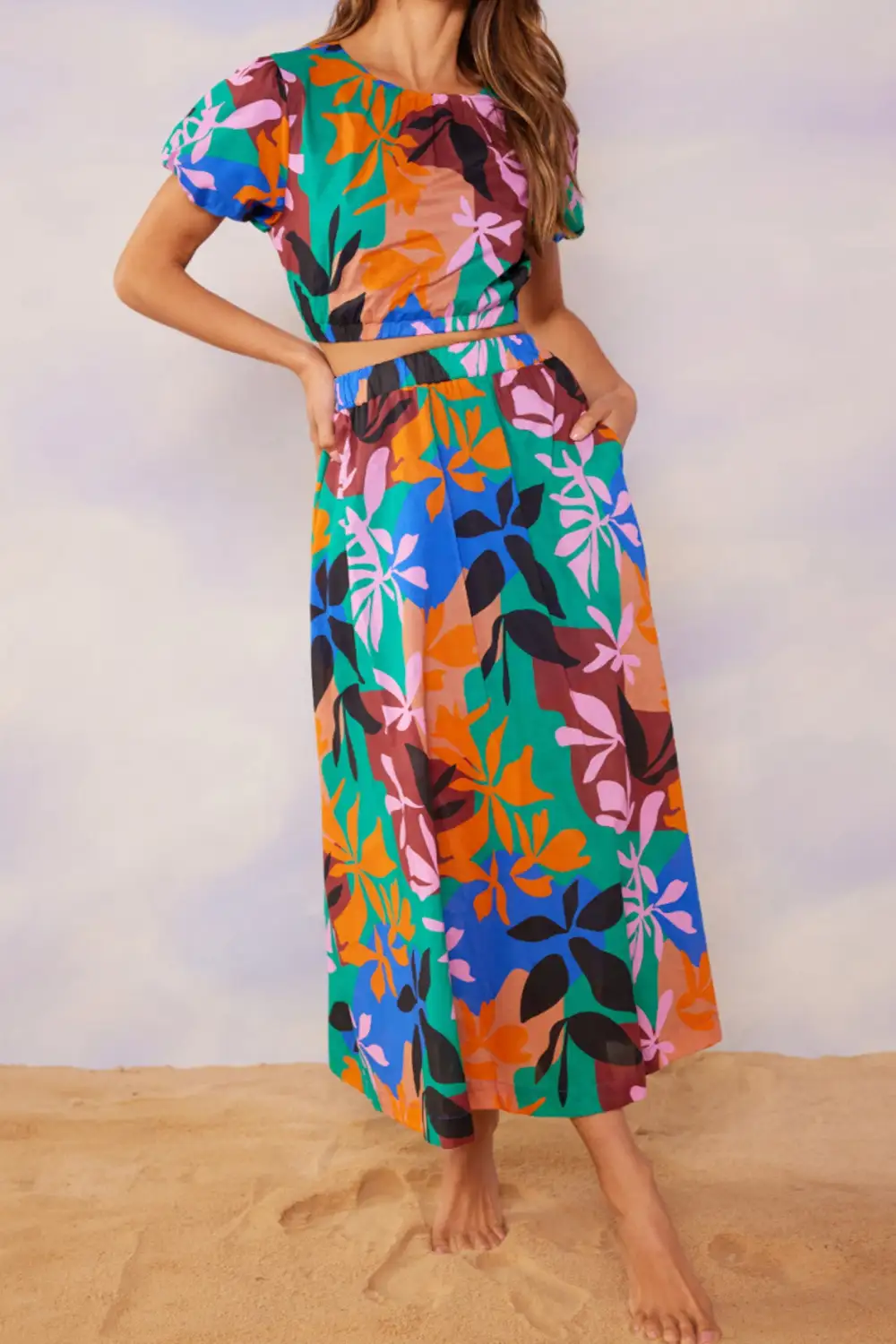 Floral Cropped Resort Top
