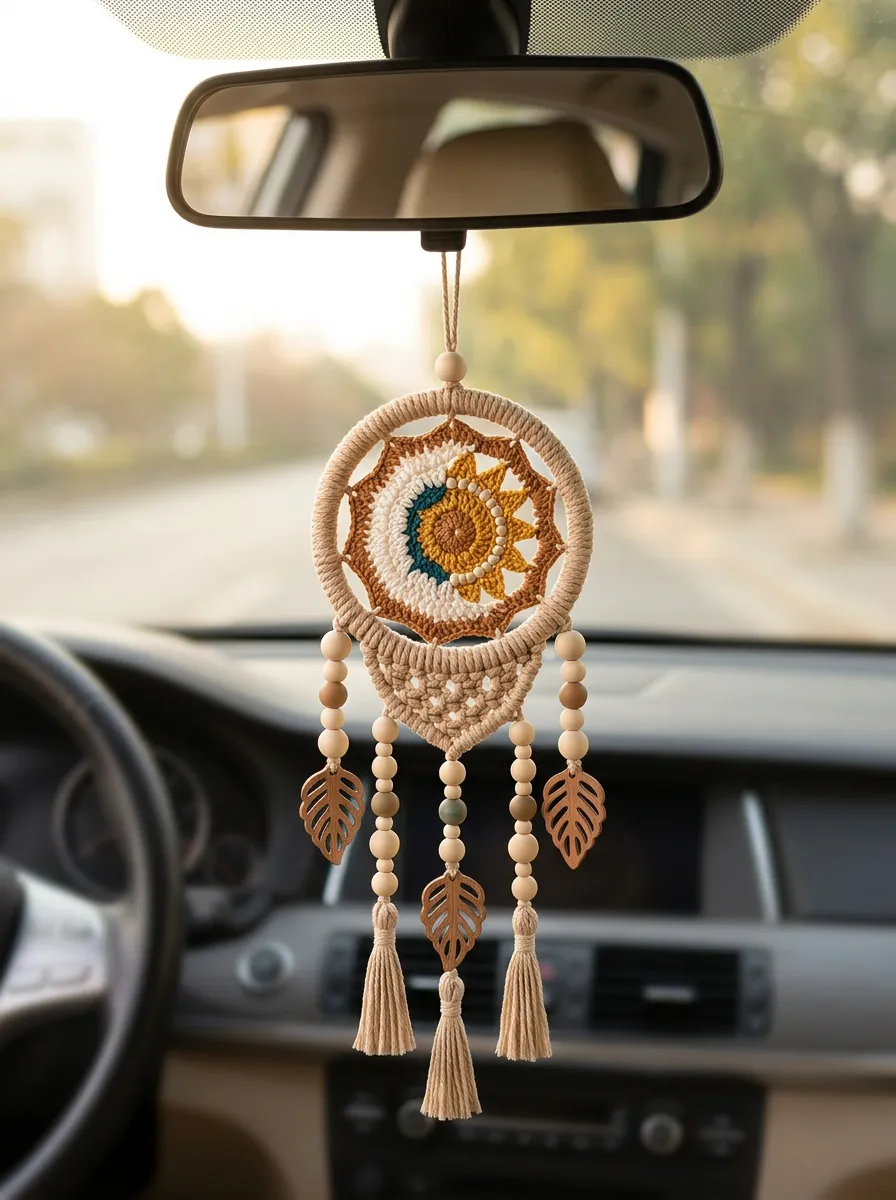 Refined Decorative-Detail Rearview Mirror Hanging Ornament