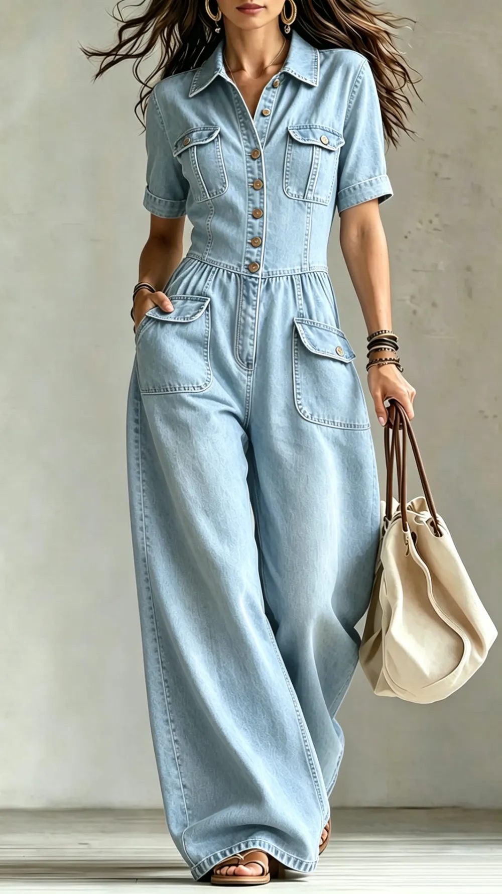 Washed Denim Jumpsuit