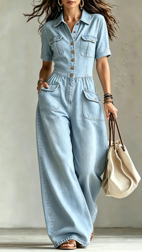 Washed Denim Jumpsuit