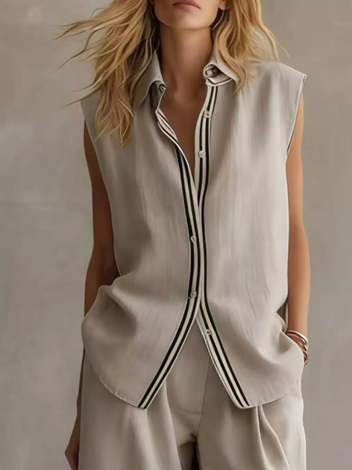 Soft Refined Pocketed Top and Shorts Matching Set