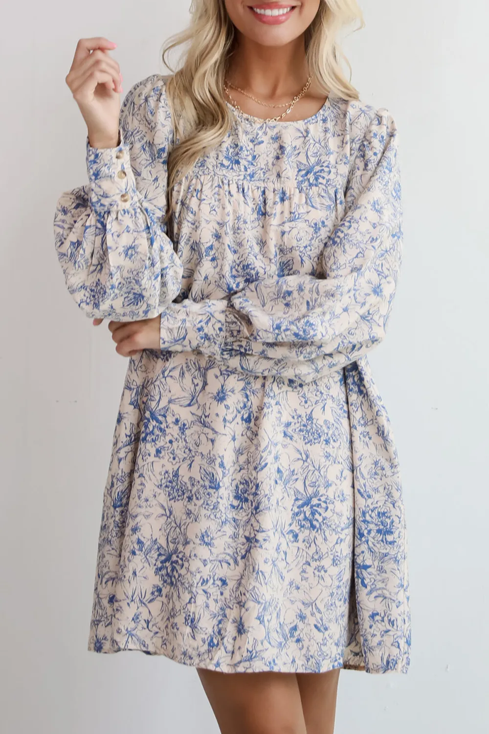 Blue Floral Mini Dress