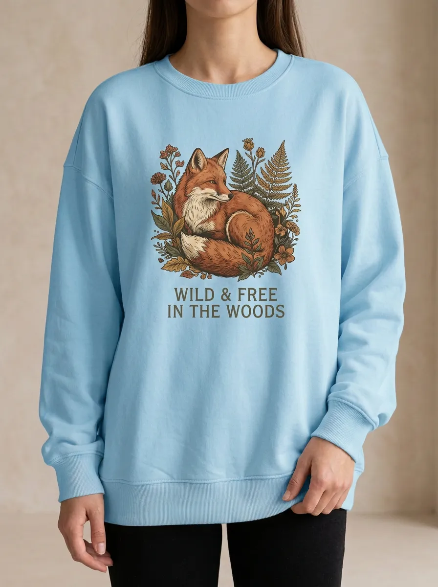 Nature Lover Wild Fox Floral Sweatshirt