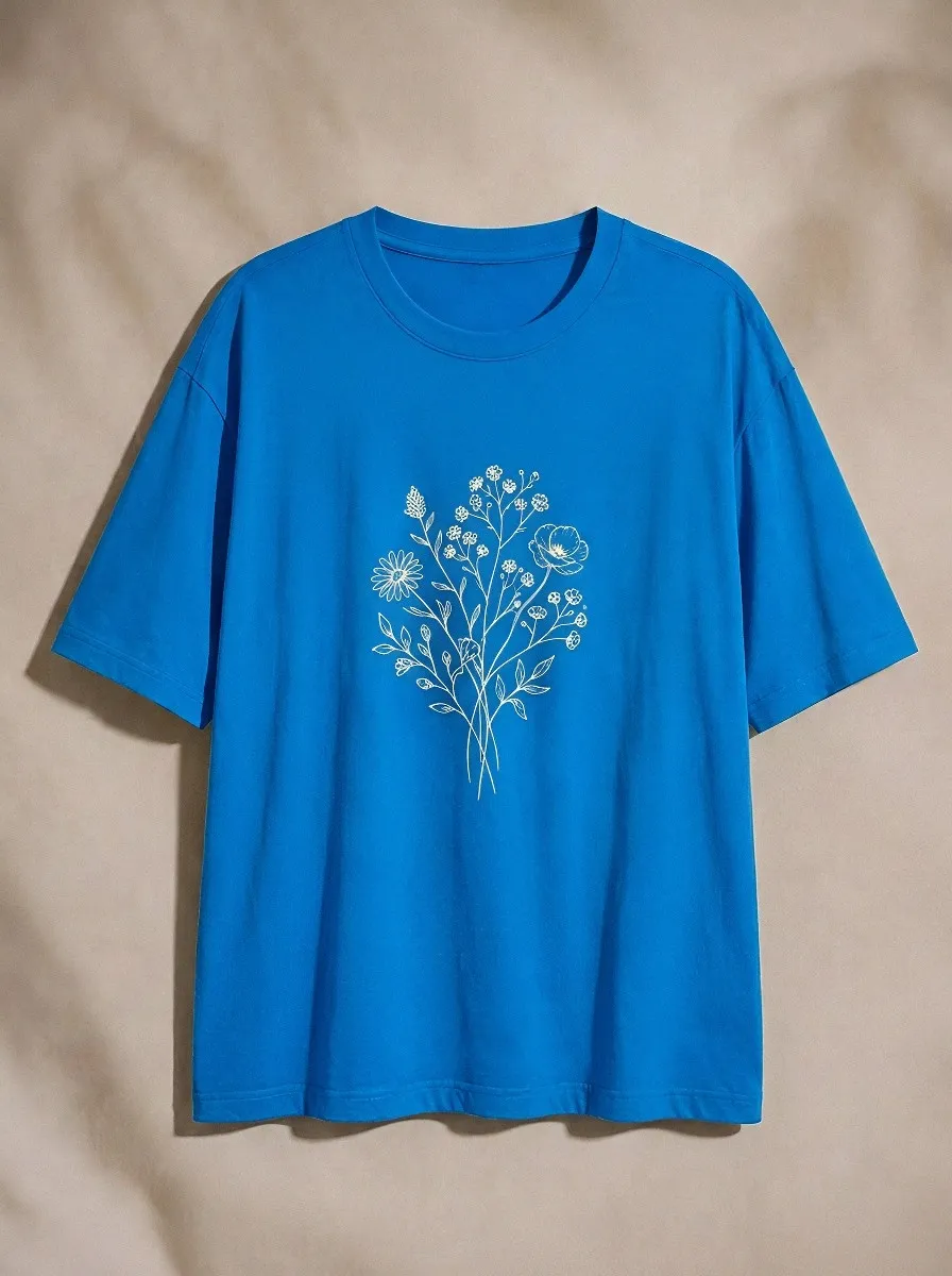 Women's Botanical Nature Lover Wildflower Bouquet Printed T-shirt
