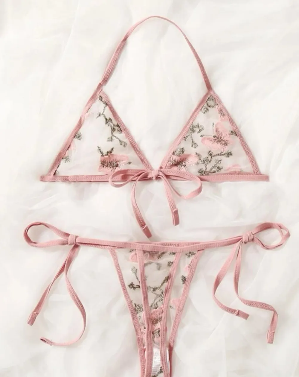 Butterfly Embroidered Lace Lingerie Set