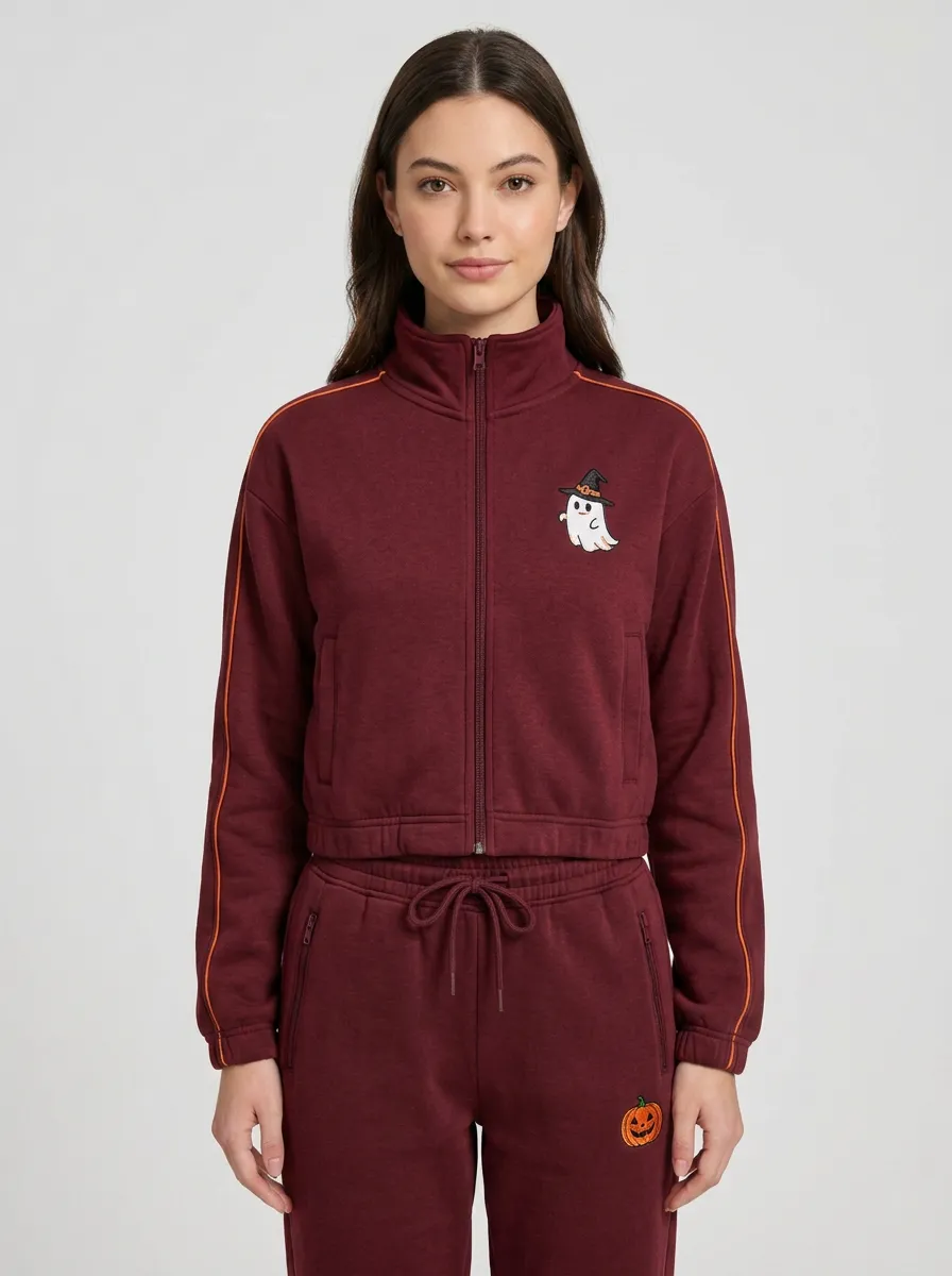 Women's Halloween Ghost Pumpkin Printed Tracksuit