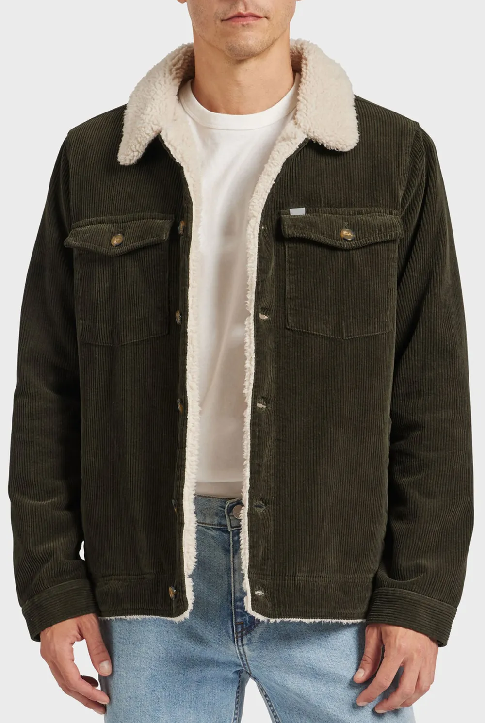 Fleece Lined Corduroy Button Up Jacket