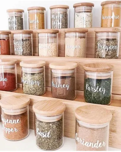 Glass Spice Pan Kitchen Storage Organizer