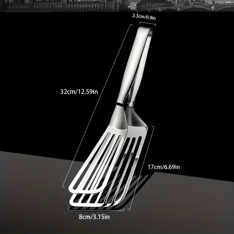2pcs Stainless Steel Fish Fry Tongs