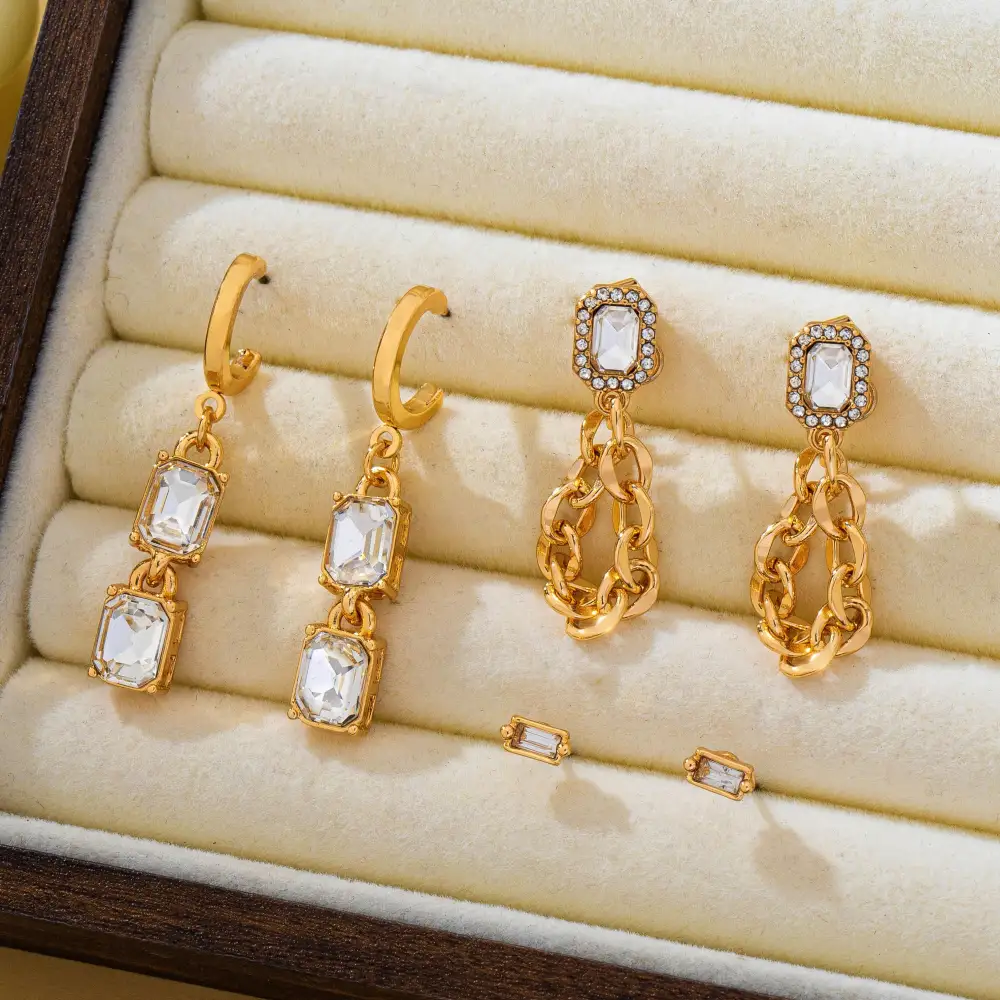 Stud Rhinestone Hoop Chain Link