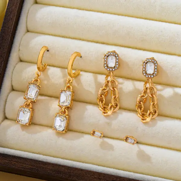 Stud Rhinestone Hoop Chain Link