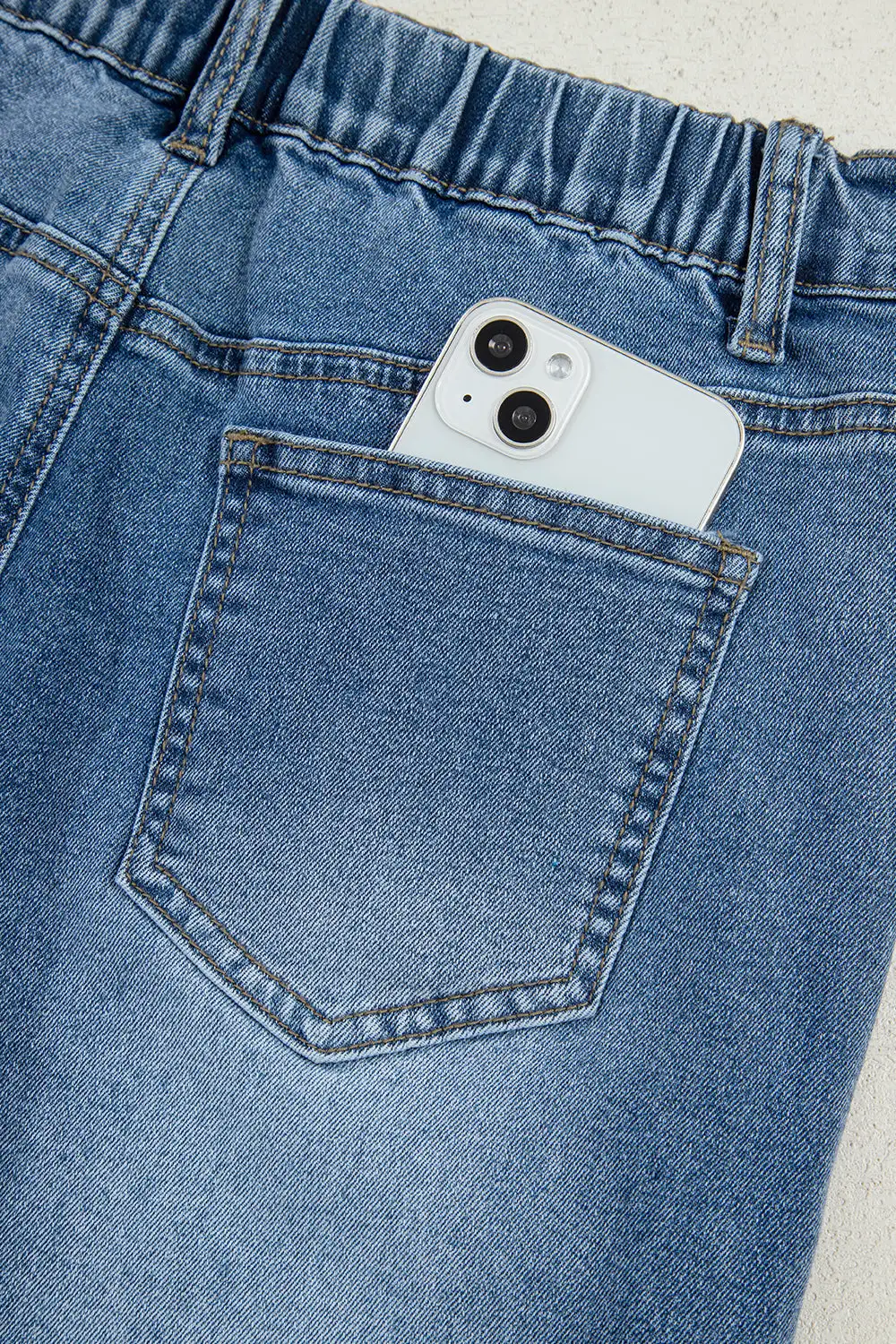 Casual Ribbed Denim Jeans