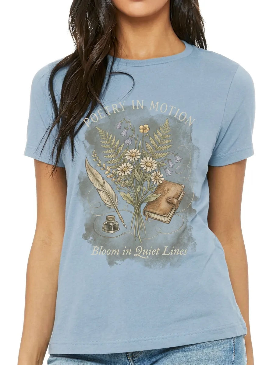 Women's Poetry Lover Floral Quill Book Printed T-shirt