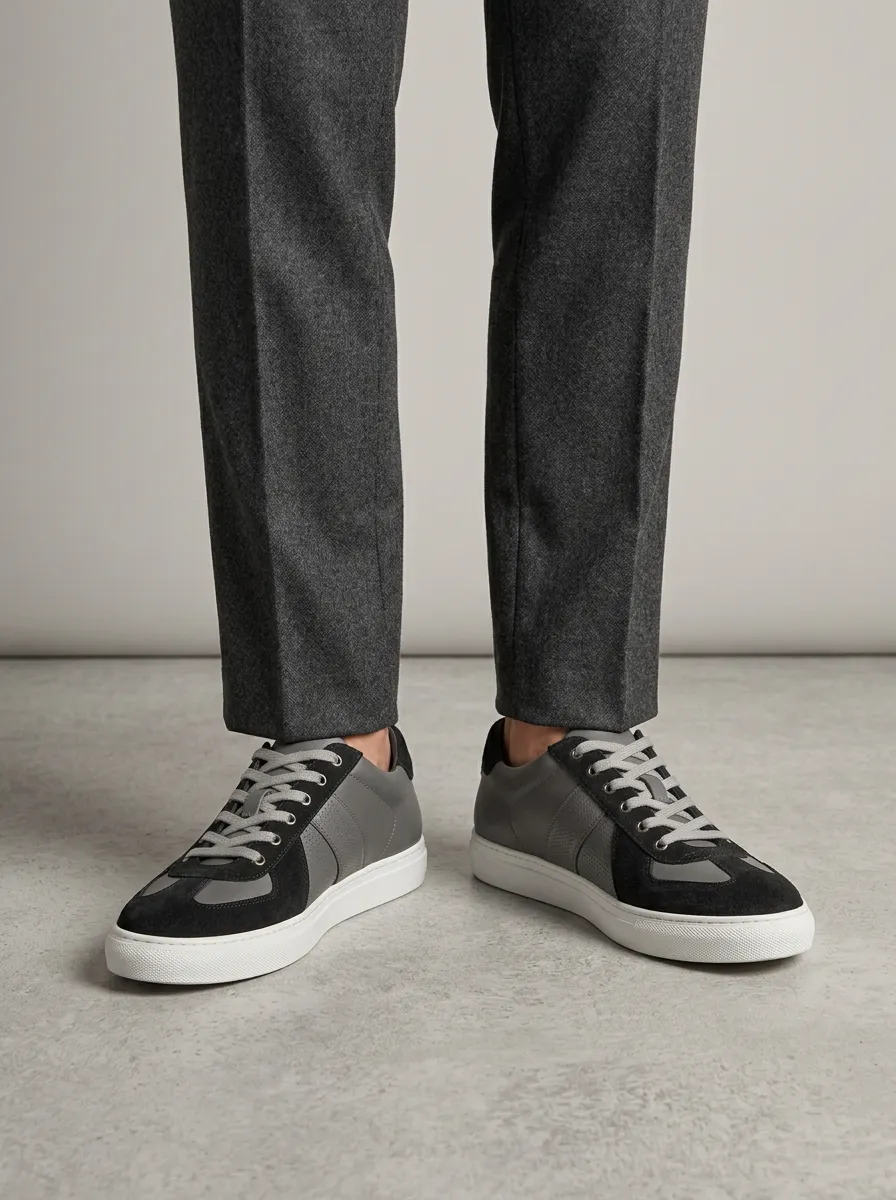 Men's Everyday Suede Leather Colorblock Casual Sneakers